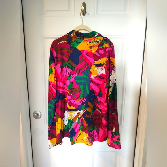 ๐ซ2X HOST PICK๐ซ BCBG MAXAZRIA Disco blouse in day-glo colors & snaps! - Picture 2 of 7